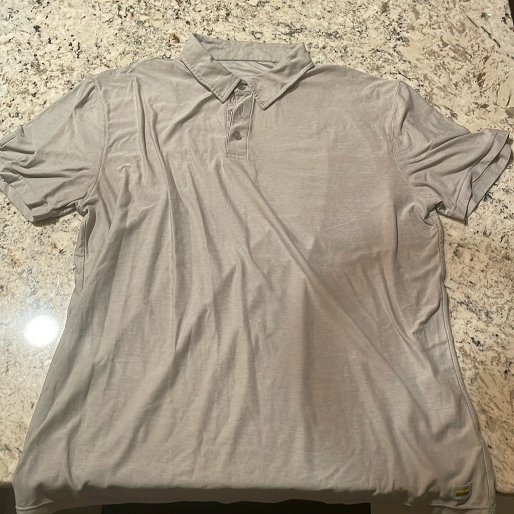 Vuori Mens Strato Tech Polo Shirt Gray Large Performance Stretch Soft